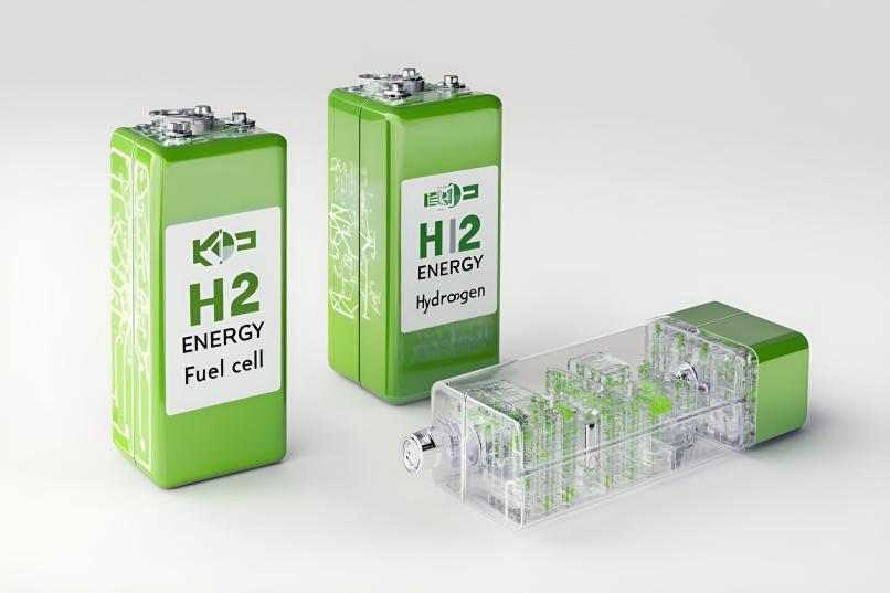 簡約風透明元素綠色氫燃料電池H2 ENERGY插畫（商業(yè)使用）